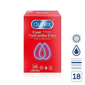 Durex Feel Thin Extra Lubricated (18ks), tenké kondomy