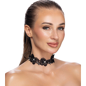 Cotelli Choker (Black), krajkový obojek