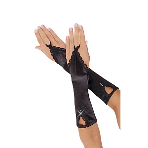 SoftLine Collection Gloves (Black), saténové dlouhé rukavice