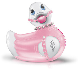 Stylová vibrační kachnička Big Teaze Toys - I Rub My Duckie Bondage White/Pink
