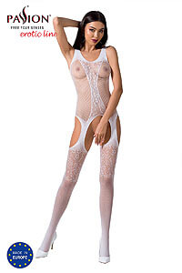 Passion Bodystocking BS072 bílý sexy bodystocking s průstřihem
