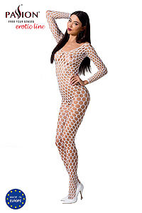 Passion Bodystocking BS077 bílý celotělový obleček síťovaný