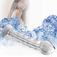 Skleněné dildo vroubkované LoveToy Glass Romance