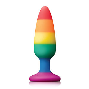 Duhový anální kolíček NS Toys Colours Pride Edition Pleasure Plug Medium Rainbow 11,5 x 3 cm