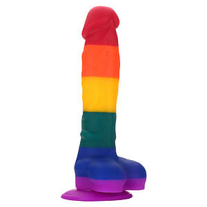 Duhové pride dildo COLORFUL LOVE velké silikonové 21,5x4,3 cm