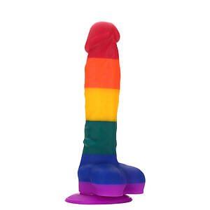 Duhové pride dildo COLORFUL LOVE střední silikonové 20x3,8 cm