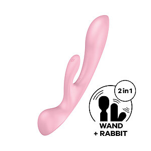 Satisfyer Triple Oh (Pink), rabbit vibrátor a masážní hlavice