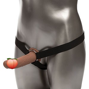 CalExotics Maxx Lifelike Extension with Harness (Brown), dutý připínací penis