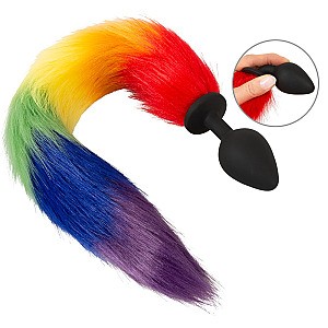 You2Toys Fluffy Tail (Rainbow), anální kolík s ocasem