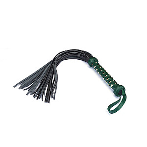 Liebe Seele Mossy Chic Heavy Leather Flogger with Studded Handle, luxusní kožené důtky