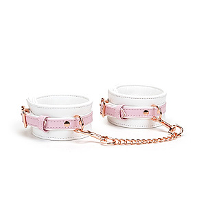 Liebe Seele White & Pink Fairy Leather Hand Cuffs, kožená pouta s řetízkem