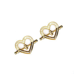 Liebe Seele Heart-Shaped Nipple Clamps with Rhinestones (Gold), třpytivé svorky bradavek