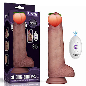 Lovetoy Sliding Skin Pro II 8,5" Vibrating Silicone Dong, realistické vibrační dildo