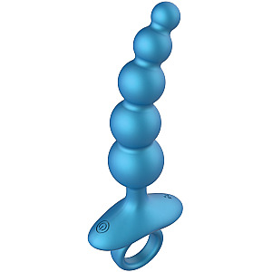 Playhouse Deep 5 Balls Anal Plug Vibrating + Remote (modrá), vibrační anální kolík