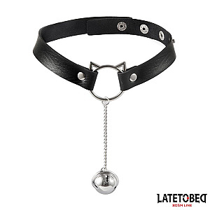 LATETOBED BDSM LINE Choker with Cat Ear Hoop and Bell, hravý obojek s rolničkou