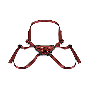 Liebe Seele Wine Red Leather Universal Strap-On Harness, kožený postroj strap-on