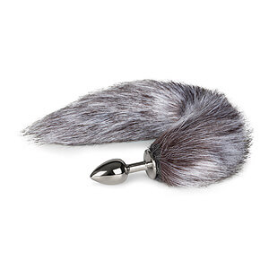 Šedý liščí ocásek EasyToys Fox Tail Plug no.5 stříbrný anální kolík