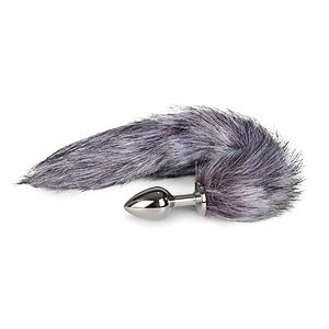 Šedý liščí ocásek EasyToys Fox Tail Plug no.6 stříbrný anální kolík