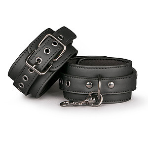 Easytoys Fetish Collection Black Leather Ankle Cuffs černá kožená pouta na kotníky