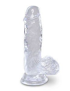 Čiré dildo s koulema Pipedream King Cock Clear 5" (13 cm)