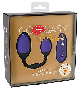GoGasm Vibrating Pussy & Ass Balls Purple, dálkově ovládané vibrační kuličky 3,7 cm