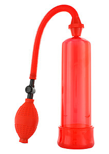 Penis Enlarger Red, vakuová pumpa s mačkacím balonkem 19x3,5 cm