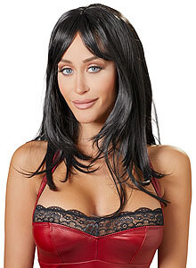 Cottelli Wig Long Black, černá paruka s rovnými vlasy 50 cm